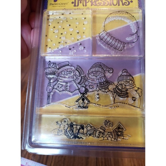 Provo Craft Clear Impressions Snowman 4 Clear Acrylic Stamp Set - Picture 4 of 5